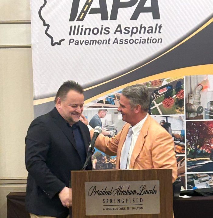 2023-24 IAPA president Joe Lamb passed the presidency title to Mike Leopardo, former Vice-President of IAPA from Curran Contracting, on March 11, 2024 in Springfield Illinois.