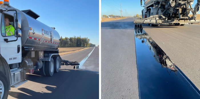VRAM or LJS is sprayed on the road