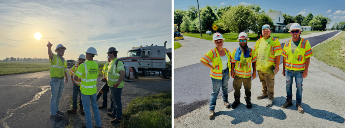 Evergreen Roadworks crews who work on chip seal and micro surfacing