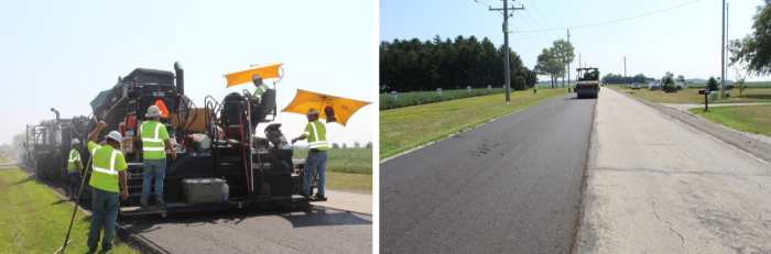 Evergreen Roadworks team on CH-15 CIR job		Rolling the CIR mat 