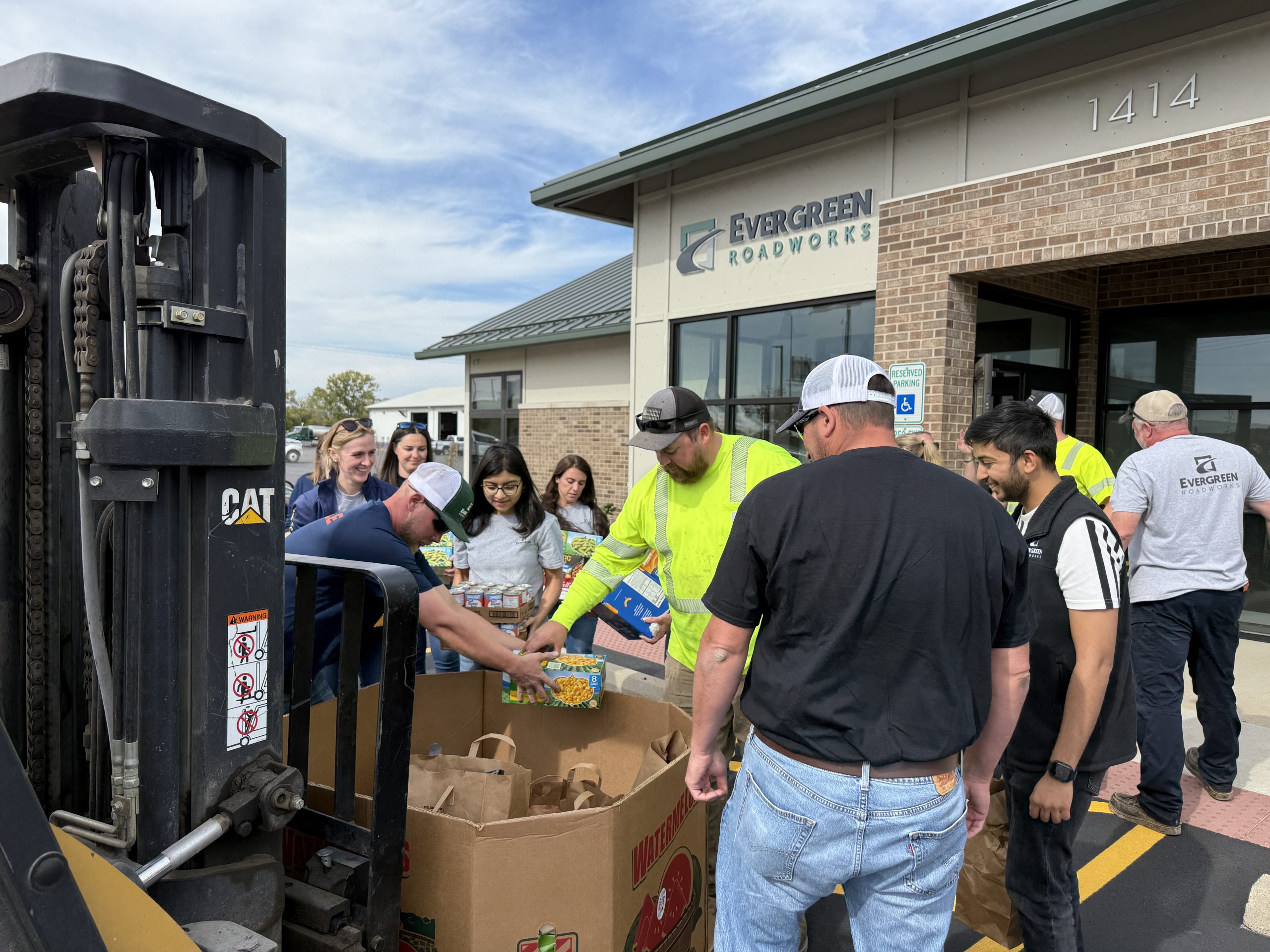 Evergreen Roadworks Eastern Illinois Foodbank donations